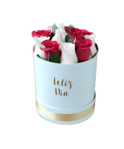 Caja redonda con 12 rosas
