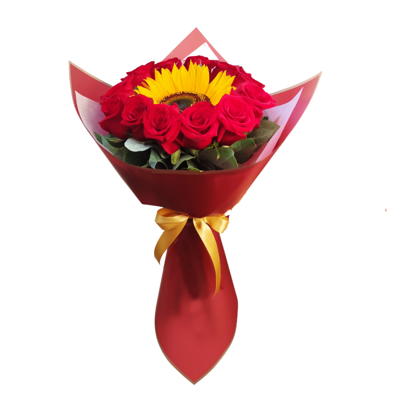 Ramo con rosas y Girasol - SuperRegalos: Envió de flores y regalos