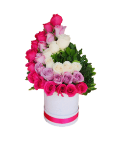 Arreglo circular con 30 rosas